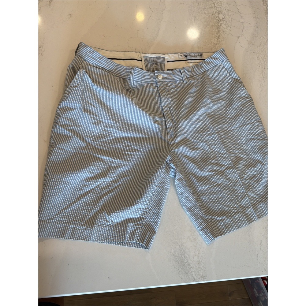Polo Ralph Lauren Seersucker Shorts Mens 40 Blue Striped Flat Front Preppy Golf